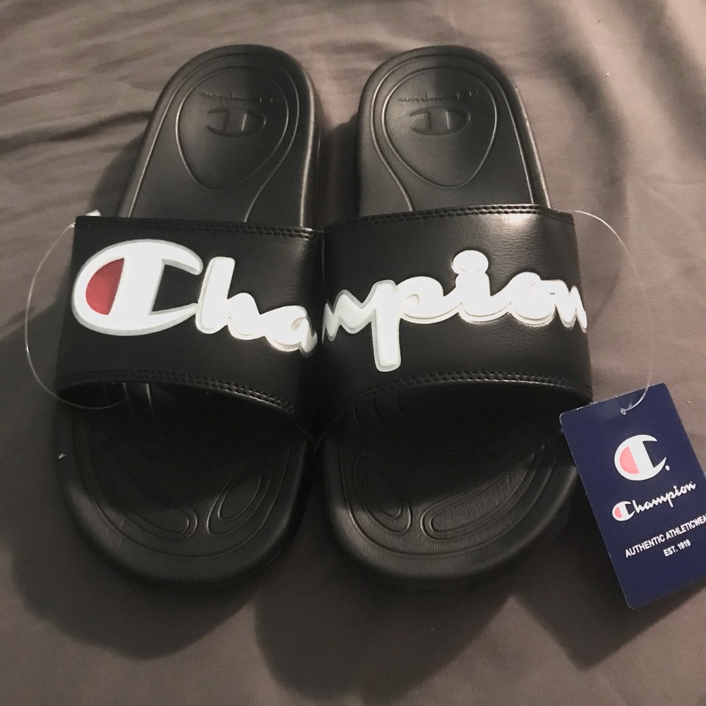 Black champion slides size 8 and 9